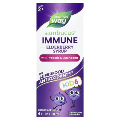 Nature's Way - Sambucus® Kids | Immune Syrup Elderberry with Propolis & Echinacea | Ages 2+ | 4 fl oz (120 ml)