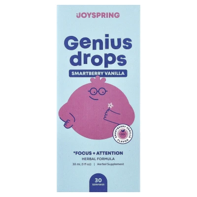 JoySpring - Genius Drops | Focus + Attention | Smartberry Vanilla | 1 fl oz (30 ml)