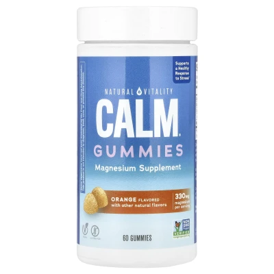 Natural Vitality - CALM® | Magnesium Gummies | Orange | 60 Gummies (82.5 mg per Gummy)