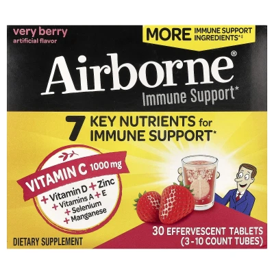 AirBorne - Immune Support Supplement | Very Berry | 3 Tubes | 10 Effervescent Tablets Each