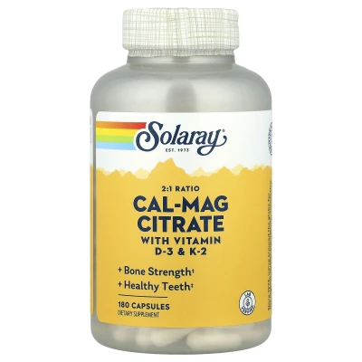 Solaray - Cal-Mag Citrate 2:1 Ratio | 180 Capsules