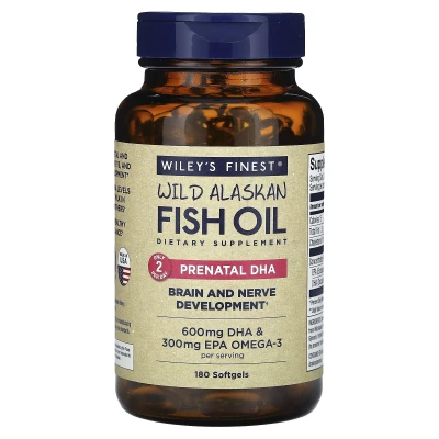 Wiley's Finest - Wild Alaskan Fish Oil | Prenatal DHA | 180 Softgels