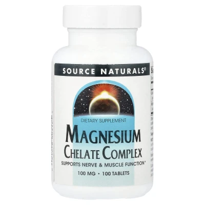 Source Naturals - Magnesium Chelate Complex | 100 mg | 100 Tablets
