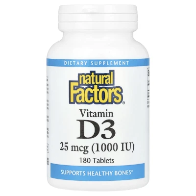 Natural Factors - Vitamin D3 | 25 mcg (1000 IU) | 180 Tablets