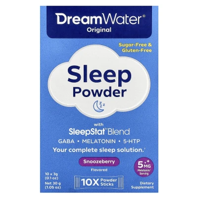 Dream Water - Original Sleep Powder with SleepStat™ Blend | Snoozeberry | 10 Stick Packs | 0.1 oz (3 g) Each