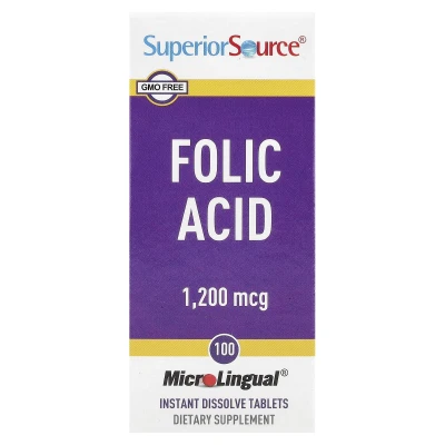 Superior Source - Folic Acid | 1200 mcg | 100 MicroLingual® Instant Dissolve Tablets