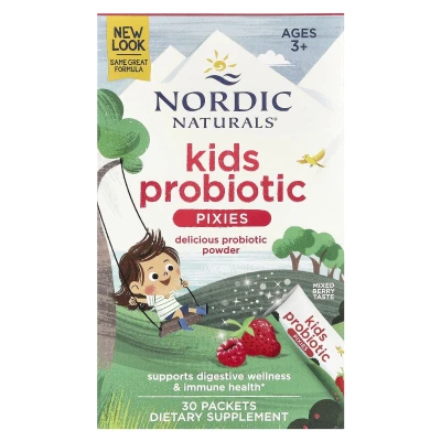 Nordic Naturals - Kids Probiotic Pixies | Ages 3+ | Mixed Berry | 30 Packets | 0.035 oz (1 g) Each