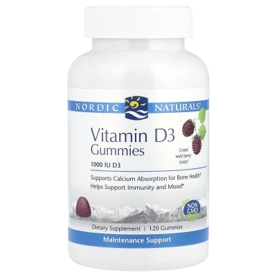 Nordic Naturals - Vitamin D3 Gummies | Wild Berry | 1000 IU | 120 Gummies