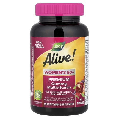 Nature's Way - Alive!® | Women's 50+ Premium Gummy Multivitamin | Cherry & Grape | 75 Gummies