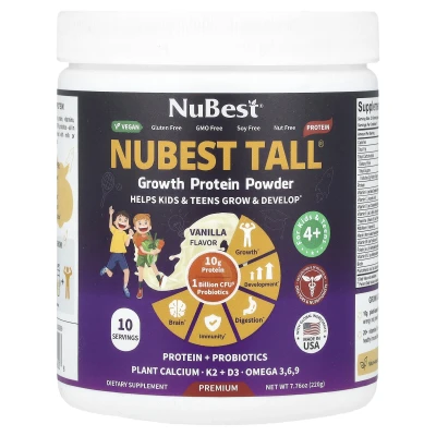 NuBest - Nubest Tall® | Growth Protein Powder | For Kids & Teens 4 + | Vanilla | 7.76 oz (220 g)