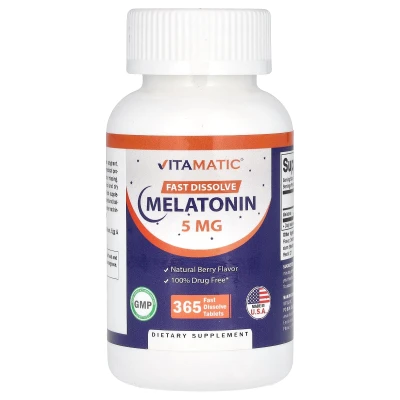 Vitamatic - Melatonin | Natural Berry | 5 mg | 365 Fast Dissolve Tablets