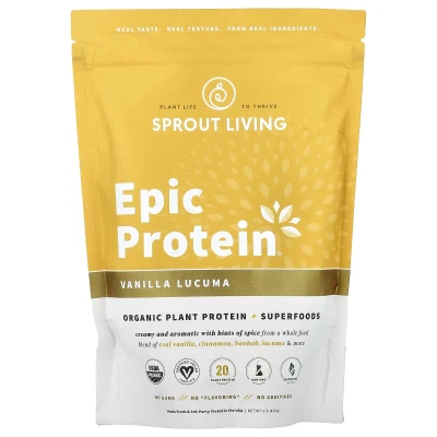 Sprout Living - Epic Protein® | Organic Plant Protein + Superfoods | Vanilla Lucuma | 1 lb (456 g)