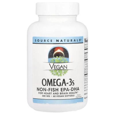 Source Naturals - Vegan Omega-3s | Non-Fish EPA-DHA | 300 mg | 60 Vegan Softgels