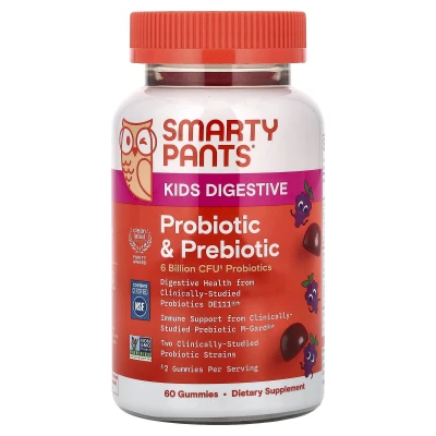 SmartyPants - Kids Digestive | Probiotic & Prebiotic Gummies | Grape | 60 Gummies