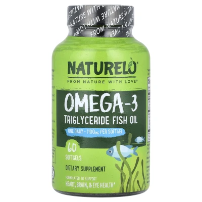 NATURELO - Omega-3 Triglyceride Fish Oil | 1100 mg | 60 Softgels