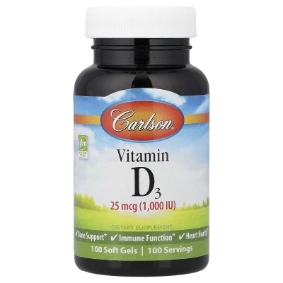 Carlson - Vitamin D3 | 25 mcg (1000 IU) | 100 Soft Gels