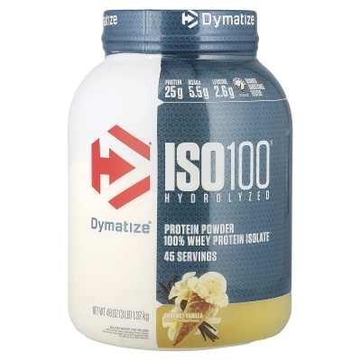 Dymatize - ISO100® Hydrolysed | 100% Whey Protein Isolate | Gourmet Vanilla | 3 lb (1.37 kg)