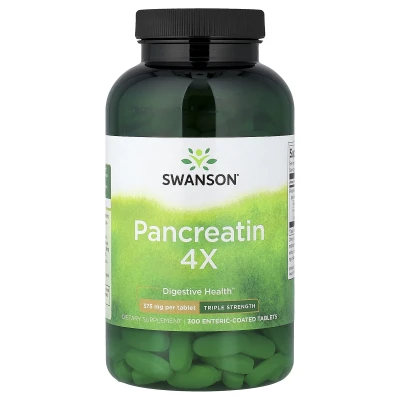 Swanson - Pancreatin 4X | 375 mg | 300 Enteric-Coated Tablets