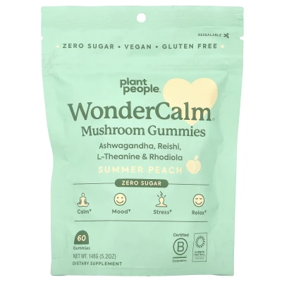 Plant People - WonderCalm® | Mushroom Gummies | Summer Peach | 60 Gummies