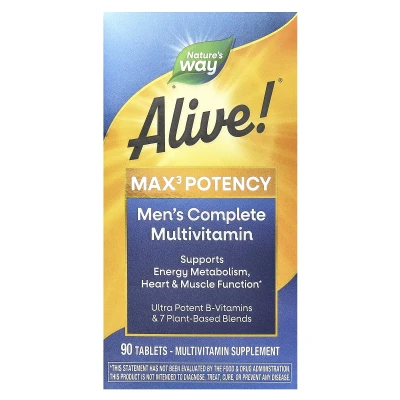 Nature's Way - Alive!® Max3 Potency | Men's Complete Multivitamin | 90 Tablets
