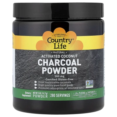 Country Life - Activated Coconut Charcoal Powder | 500 mg | 5 oz (141.7 g)