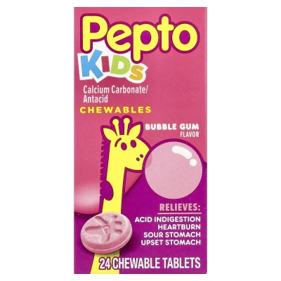 Pepto Bismol - Kids | Pepto Chewables | Bubblegum | 24 Chewable Tablets