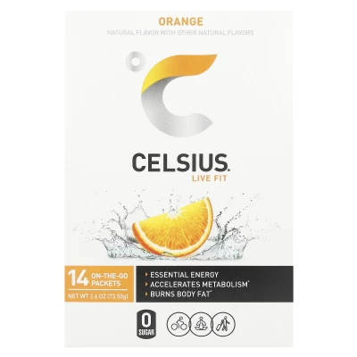 Celsius - Live Fit | Orange | 14 On-The-Go Packets | 0.19 oz (5.25 g) Each
