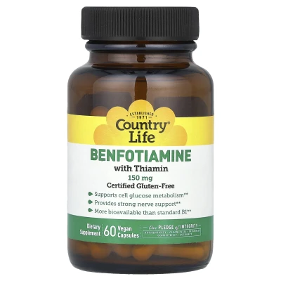 Country Life - Benfotiamine with Thiamine | 150 mg | 60 Vegan Capsules