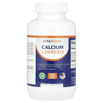 Vitamatic - Calcium + D3 | K2 | B12 | 365 Coated Tablets