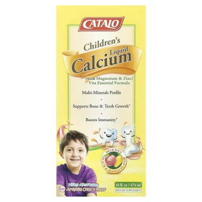 CATALO - Children's Liquid Calcium with Magnesium & Zinc | Peach and Mango | 16 fl oz (474 ml)