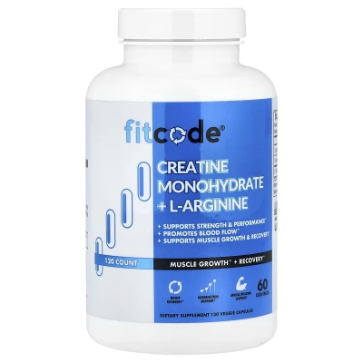 fitcode - Creatine Monohydrate + L-Arginine | 120 Veggie Capsules