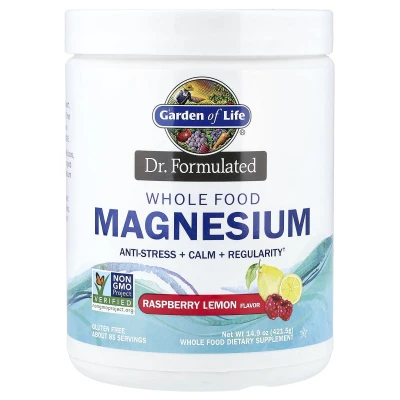 Garden of Life - Dr Formulated | Whole Food Magnesium | Raspberry Lemon | 14.9 oz (421.5 g)