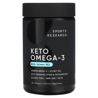 Sports Research - Keto Omega-3 with Salmon Oil | 120 Softgels