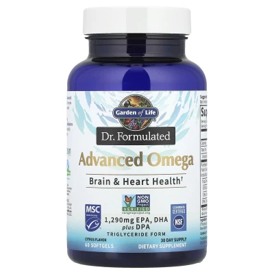 Garden of Life - Dr Formulated | Advanced Omega | Citrus | 60 Softgels (645 mg per Softgel)