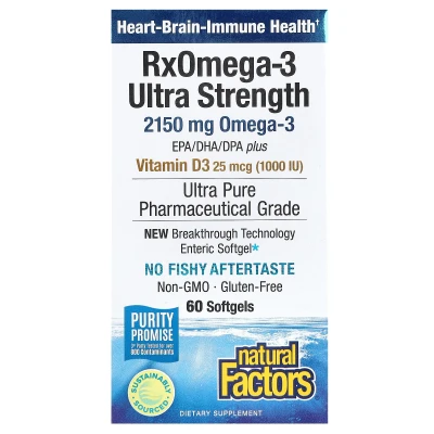 Natural Factors - RxOmega-3 Ultra Strength with Vitamin D3 | 60 Softgels