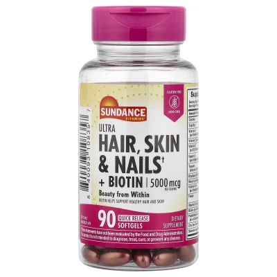 Sundance Vitamins - Ultra Hair | Skin & Nails + Biotin | 90 Quick Release Softgels