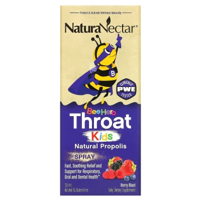 NaturaNectar - Bee Hero Throat Kids | Natural Propolis Spray | Berry Blast | 5 mg | 30 ml