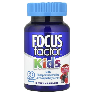 Focus Factor - Kids With Phosphatidylcholine & Phosphatidylserine | Berry Blast | 60 Chewable Tablets