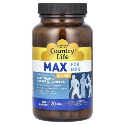Country Life - Max For Men | Multivitamin & Mineral Complex | Iron-Free | 120 Tablets