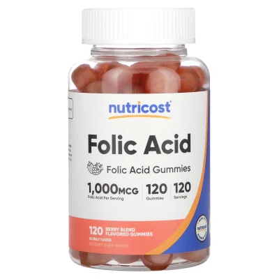 Nutricost - Folic Acid Gummies | Berry Blend | 1000 mcg | 120 Gummies