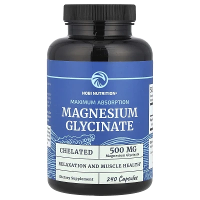 Nobi Nutrition - Magnesium Glycinate | Maximum Absorption | 240 Capsules (250 mg per Capsule)