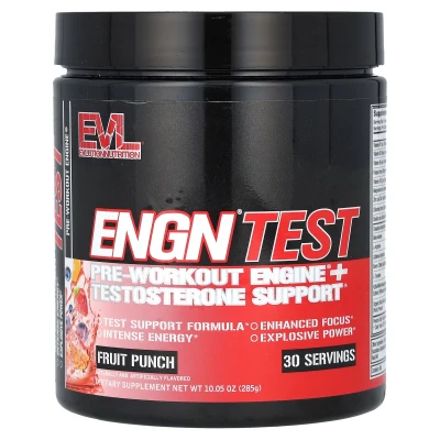 EVLution Nutrition - ENGN Test | Pre-Workout Engine + Testosterone Support | Fruit Punch | 10.05 oz (285 g)