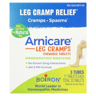 Boiron - Arnicare Leg Cramp Relief | Lemon | 3 Tubes | 11 Chewable Tablets Per Tube