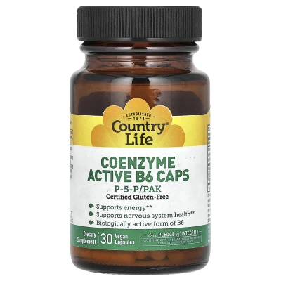 Country Life - Coenzyme Active B6 Caps | P-5-P/PAK | 30 Vegan Capsules