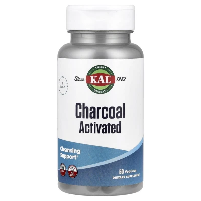 KAL - Activated Charcoal | 50 VegCaps (250 mg per VegCap)