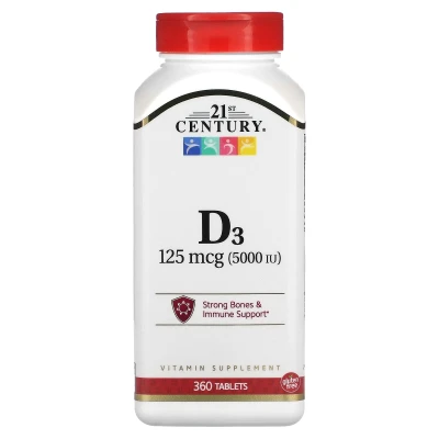 21st Century - Vitamin D3 | 125 mcg (5 | 000 IU) | 360 Tablets