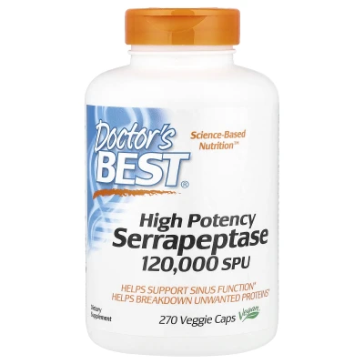 Doctor's Best - High Potency Serrapeptase | 120000 SPU | 270 Veggie Caps