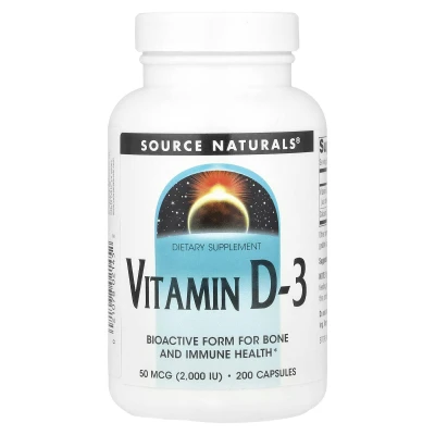 Source Naturals - Vitamin D-3 | 50 mcg (2000 IU) | 200 Capsules