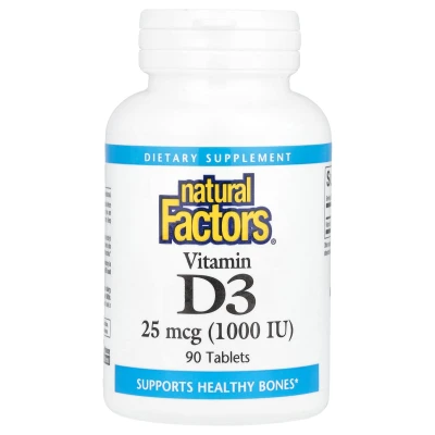 Natural Factors - Vitamin D3 | 25 mcg (1000 IU) | 90 Tablets