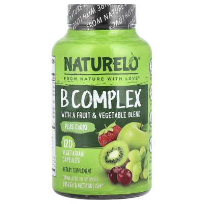 NATURELO - B Complex with a Fruit & Vegetable Blend | Plus CoQ10 | 120 Vegetarian Capsules